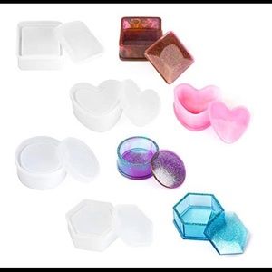 Four resin box molds Heart/Round/Square/Pentagon